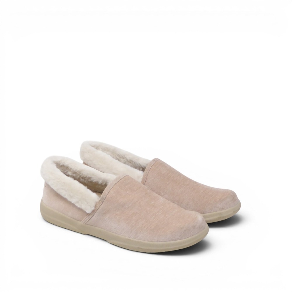 Vionic Women Slippers Pink Beige Clare Faux Fur Trim Orthotic Size 10